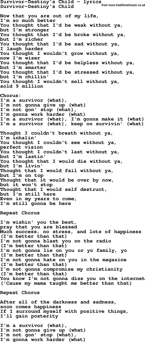 survivor destiny's child lyrics meaning